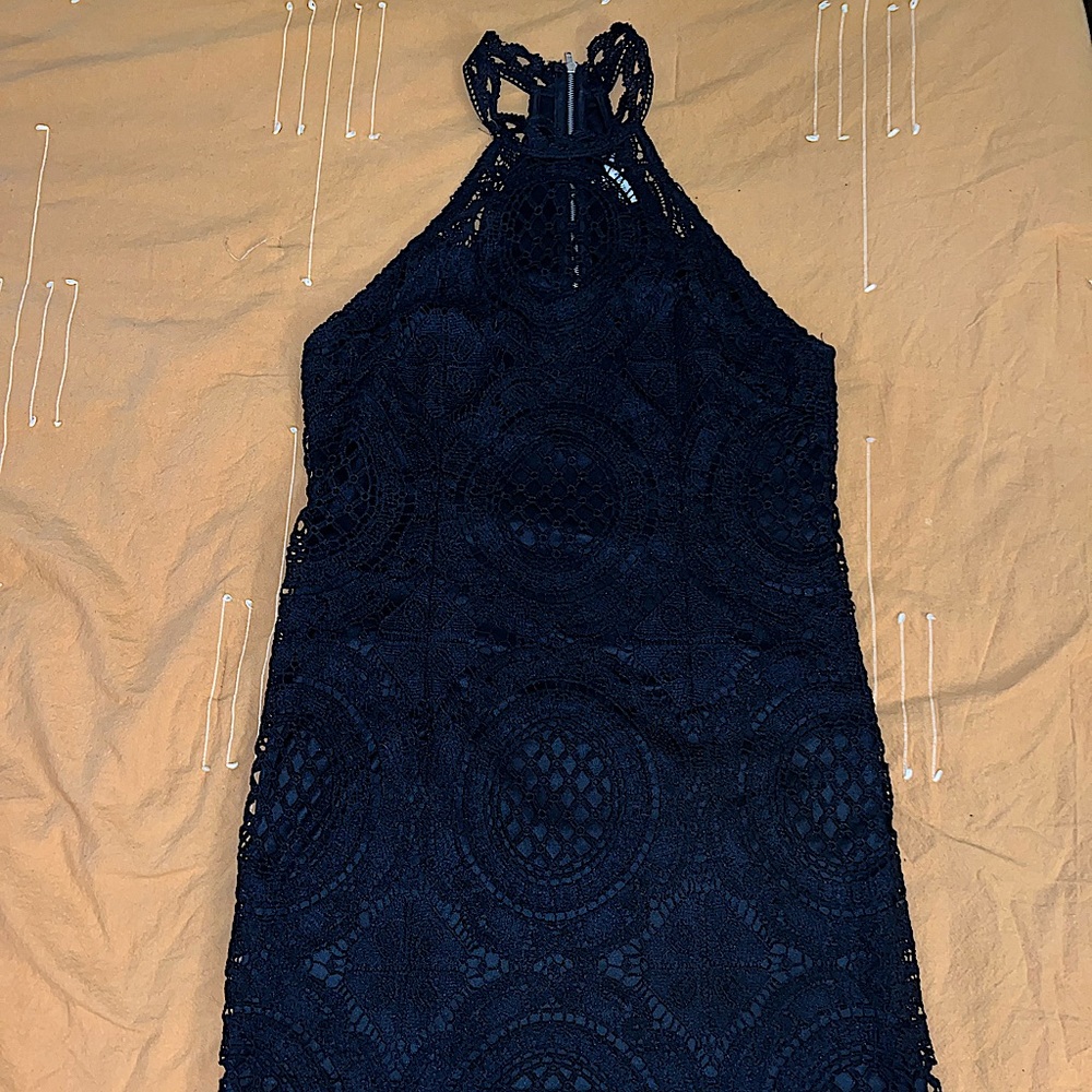 Love Republic Black Lace Halter Mini Bodycon Dress Size Large